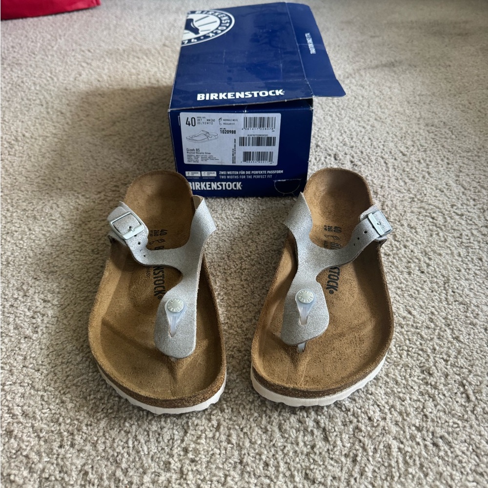 Birkenstock Metallic Silver Sandals